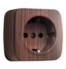 Розетка 1-местная ОП Минск 16А с заземлением тёмное дерево EKF  EGR16-028-40  EKF
