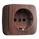 Розетка 1-местная ОП Минск 16А с заземлением тёмное дерево EKF  EGR16-028-40  EKF