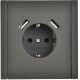 FORTE&PIANO Розетка с заземлением, со шторками в/к 16А USB A+A 3,1А FP345 серый  FP-R14-16-U21-D31-K03  IEK