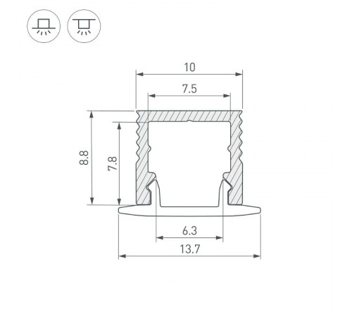 Профиль SL-MINI-10-2000 ANOD (Arlight, Алюминий) 049017   Arlight
