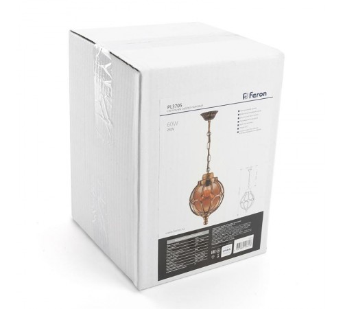 Светильник садово-парковый PL3705 60W 230V E27 180*180*790мм черное золото (на цепочке)  11369  FERON