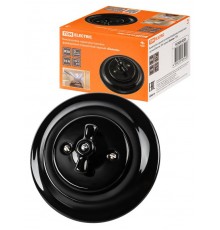 Выключатель скрытой установки фарфоровый поворотный с ручкой (бантик) 10А черный "Болонь"  SQ1820-0220  TDM