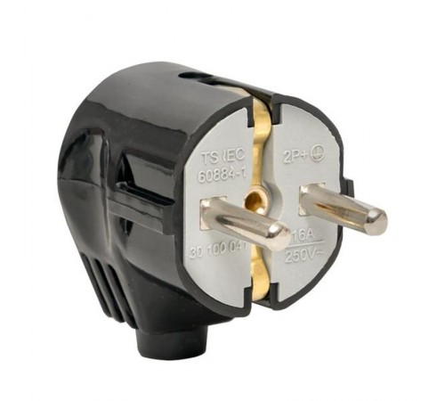 Вилка угловая усиленная с/з черная 16А 250В EKF Proxima EKF  AVY16-30-r  EKF