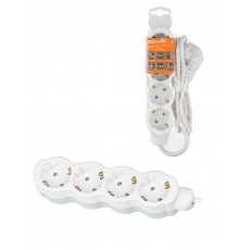 Удлинитель бытовой "Люкс" УЛ04 4 гнезда, 5м, с/з, с з/ш, ПВС 3х1мм2 16А/250В бело-серый  SQ1303-0237  TDM