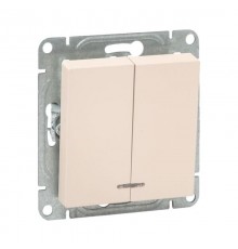 Механизм выключателя, двухклавишный, с подсветкой, кремовый Эпика  UP1-SWI-24 EKF