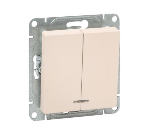 Механизм выключателя, двухклавишный, с подсветкой, кремовый Эпика  UP1-SWI-24 EKF