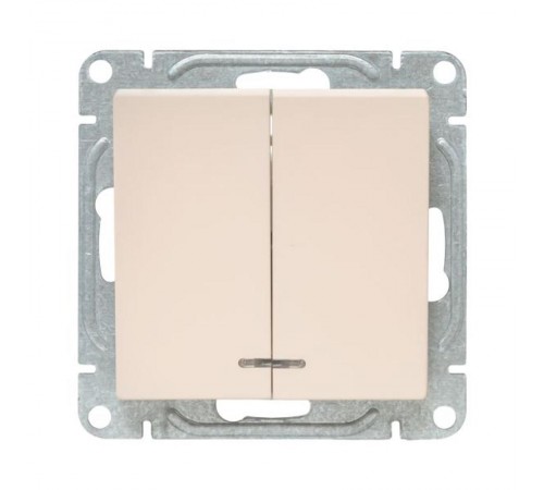 Механизм выключателя, двухклавишный, с подсветкой, кремовый Эпика  UP1-SWI-24 EKF