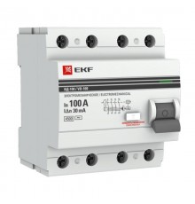 Выключатель дифференциальный (УЗО) ВД-100 4п 100А 30мА (тип АС) PROximа  elcb-4-100-30-em-pro  EKF (замена - E1046M10030)