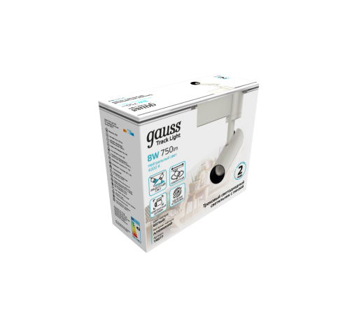 Светильник светодиодный трековый цилиндр 8W 750lm 4000K 180-220V IP20 45*155мм белый линза 36  TR077  Gauss