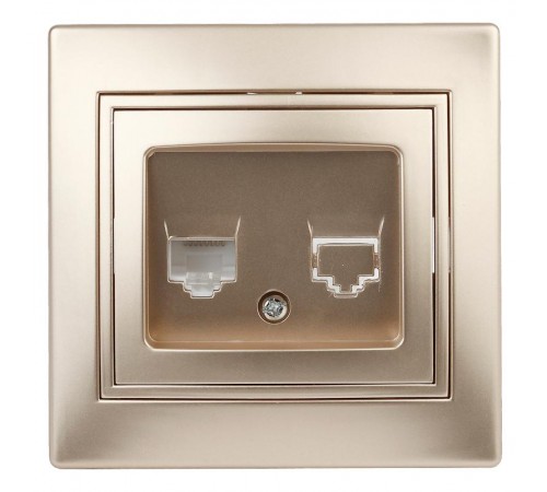 1-302-04 Intro Розетка телефонная RJ11, IP20, СУ, Plano, шампань  Б0030083  Intro