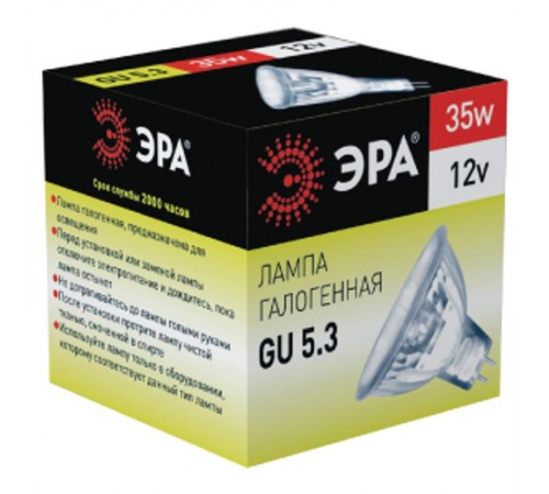 Лампа галогенная 35Вт 12В GU5.3 MR16  C0027355  ЭРА