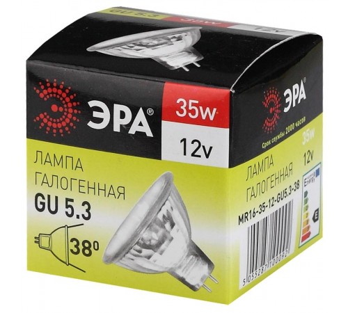 Лампа галогенная 35Вт 12В GU5.3 MR16  C0027355  ЭРА