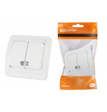 Выключатель 2-кл. с подсветкой 10А белый "Валдай"   SQ1804-0006  TDM