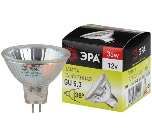 Лампа галогенная 35Вт 12В GU5.3 MR16  C0027355  ЭРА