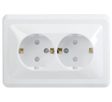 ВЕГА белый Розетка 2-местная с/з cо шторками 16А РСш12-3-ВБ  ERV24-K01-16-DM  GENERICA