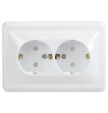 ВЕГА белый Розетка 2-местная с/з cо шторками 16А РСш12-3-ВБ  ERV24-K01-16-DM  GENERICA