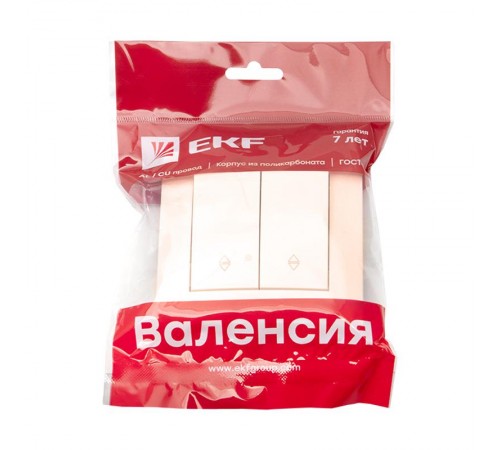 Валенсия выключатель 2-кл. 10А кремовый проходной EKF PROxima   EWV10-027-20   EKF