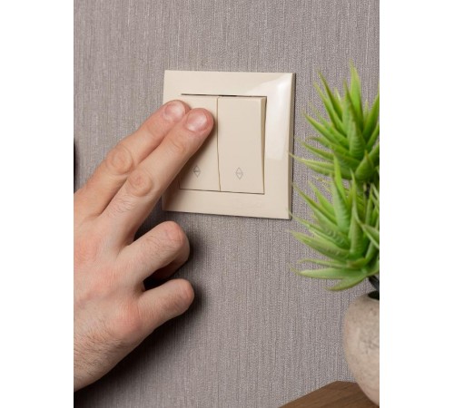 Валенсия выключатель 2-кл. 10А кремовый проходной EKF PROxima   EWV10-027-20   EKF