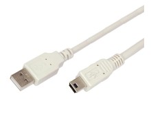Кабель mini USB (male) штекер - USB-A (male) штекер, длина 0,2 метра, белый (PE пакет)  18-1131  REXANT