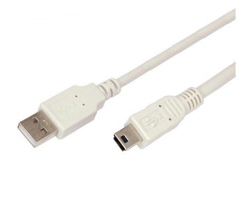Кабель mini USB (male) штекер - USB-A (male) штекер, длина 0,2 метра, белый (PE пакет)  18-1131  REXANT
