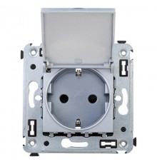 Розетка с крышкой в стену, 2P+E, с з/ш, "Avanti", "Закаленная сталь"  4404013  DKC