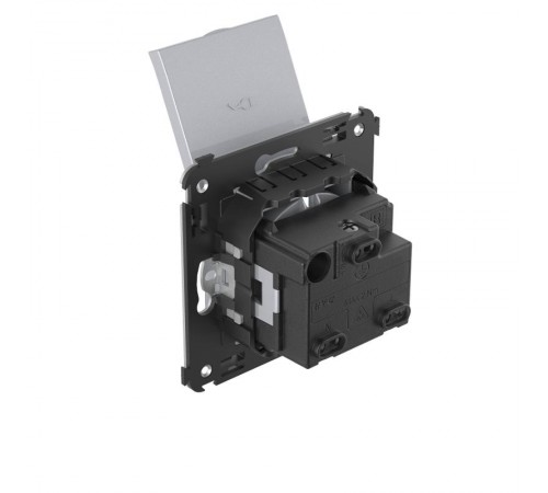 Розетка с крышкой в стену, 2P+E, с з/ш, "Avanti", "Закаленная сталь"  4404013  DKC