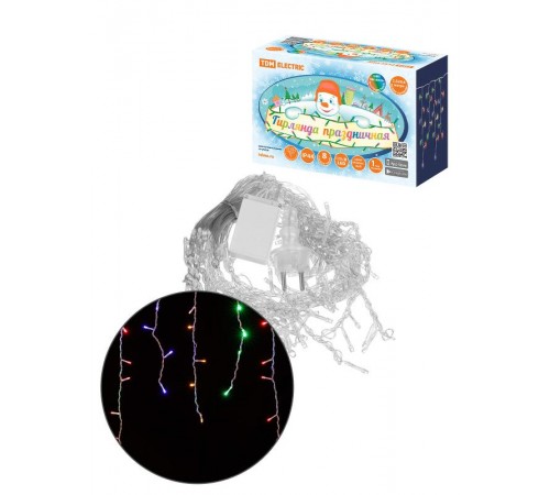 Гирлянда светодиодная "Бахрома" 2,5х0,6 м, 120LED, многоцветн., 8 режимов, 250 В, IP44,  SQ0361-0098  TDM