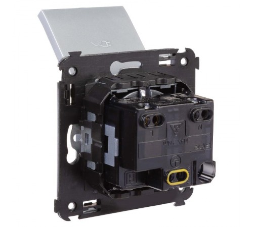 Розетка с крышкой в стену, 2P+E, с з/ш, "Avanti", "Закаленная сталь"  4404013  DKC