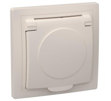 КВАРТА Кремовый Розетка 1-местная с заземлением с крышкой 16А РСб10-3-ККм  ERK15-K33-16-DM  GENERICA