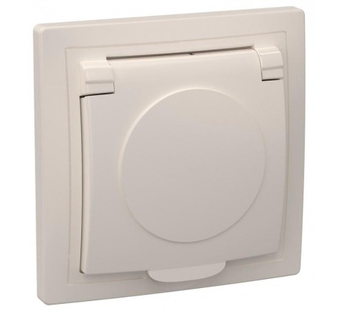 КВАРТА Кремовый Розетка 1-местная с заземлением с крышкой 16А РСб10-3-ККм  ERK15-K33-16-DM  GENERICA