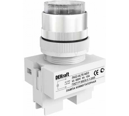 Лампа комм. ALTE 22 мм Цвет:БЕЛЫЙ неон 220В ЛK-22   25006DEK  DEKraft