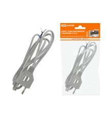 Шнур с плоской вилкой с вырезом ШУ04 ШВВП 2х0,75мм2 1,7 м. серебр. металлик  SQ1305-0035  TDM