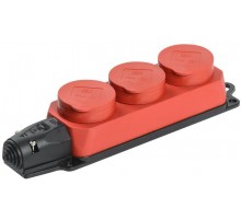 Колодка каучуковая с/з 3 гн ОМЕГА IP44 красная РБ33-1-0м  PKR61-016-2-K04  IEK