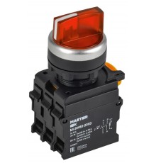 Переключатель с подсветкой 3 полож. 2NO красный MASTER  MI-SW60-20XD-4-14-3-K04  IEK