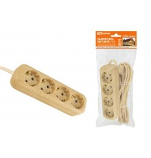 Удлинитель бытовой У04 4 гнезда, 3метра,2П+3, ПВС 3х1мм2 "Эко" (сосна) 16А/250В  SQ1303-2011  TDM