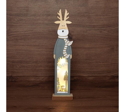 Деревянная фигурка с подсветкой Рождественский олень 11х5х47 см  504-007  NEON-NIGHT