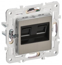 SKANDY Розетка компьютерная 2-местная RJ45 кат.5E SK-K03N никель  SK-K20-1-K50  IEK
