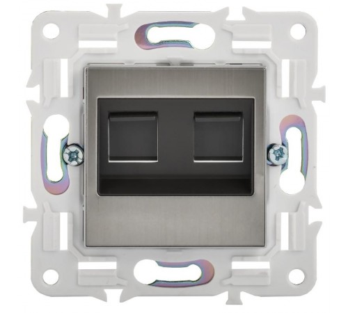 SKANDY Розетка компьютерная 2-местная RJ45 кат.6 SK-K04N никель  SK-K20-2-K50  IEK