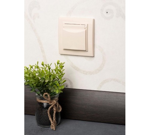 Минск Розетка 1-местная СП с/з с крышкой 16А бежевая с защ. штор. IP44   ERR16-029-200-44  EKF