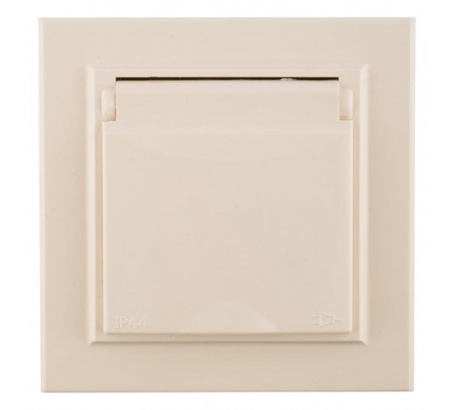 Минск Розетка 1-местная СП с/з с крышкой 16А бежевая с защ. штор. IP44   ERR16-029-200-44  EKF