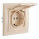 Минск Розетка 1-местная СП с/з с крышкой 16А бежевая с защ. штор. IP44   ERR16-029-200-44  EKF