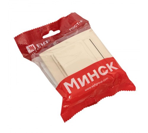 Минск Розетка 1-местная СП с/з с крышкой 16А бежевая с защ. штор. IP44   ERR16-029-200-44  EKF
