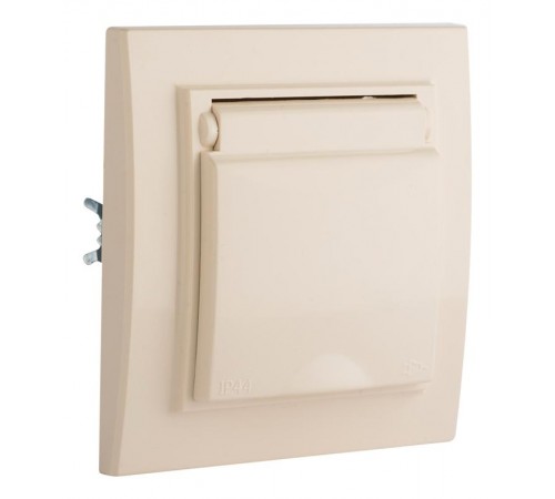 Минск Розетка 1-местная СП с/з с крышкой 16А бежевая с защ. штор. IP44   ERR16-029-200-44  EKF