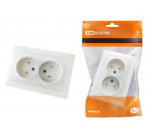 Розетка двойная 2П с защ. шт. 10А 250В белая "Таймыр"   SQ1814-0017  TDM