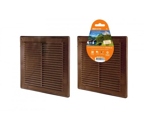 Решетка разъемная с москитной сеткой, 208х208 "ЭКО" (коричн.)  SQ1807-0079  TDM