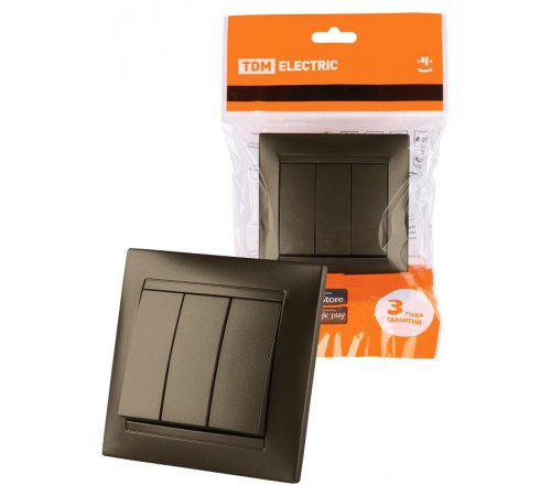 Выключатель 3-х кл. 10А бронза "Лама"  SQ1815-0703  TDM