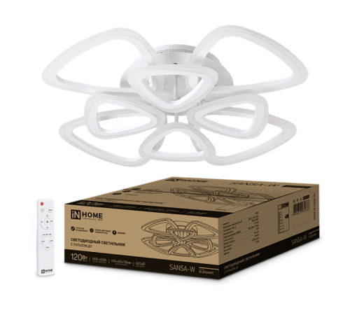 Светильник светодиодный ELEGANT SANSA-W 120Вт 230В 3000-6500K 8400Лм 640х120мм c пультом ДУ  4690612035383  IN HOME