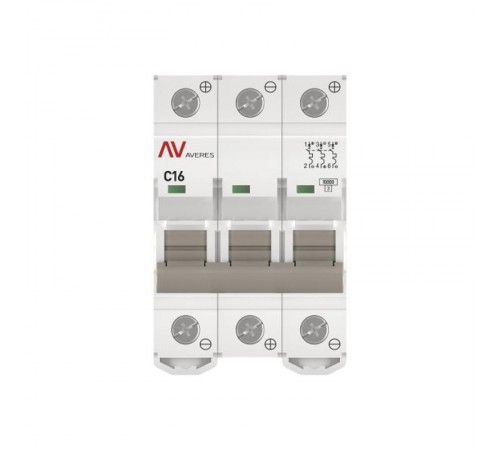 Выключатель автоматический AV-10 DC 3P 16A (C) 10kA  AVERES mcb10-DC-3-16C-av EKF
