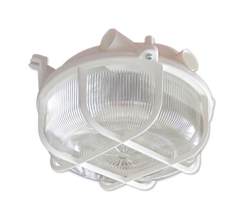 Светильник для ЖКХ под лампу НПП Креа Круг 03-007 100Вт ЛН/КЛЛ/LED Е27 IP44 корпус пластик с решеткой белый  1005500877  Элетех