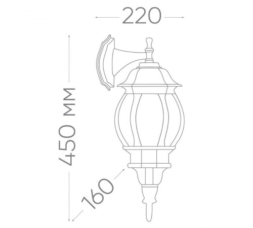 Светильник садово-парковый 8102 100W 230V E27 160*220*450мм черный  11098  FERON
